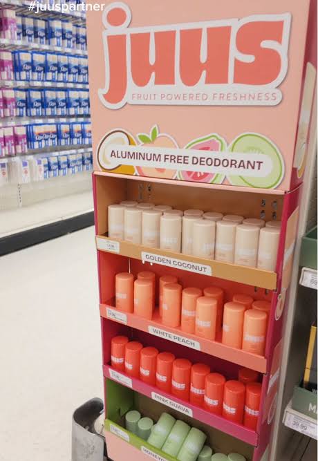 JUUS aluminum-free deodorant retail display