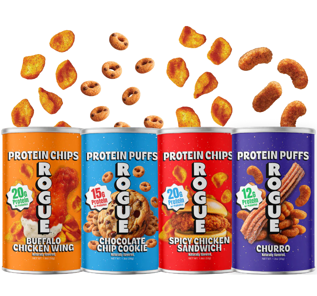 Rogue Snacks protein chips and puffs